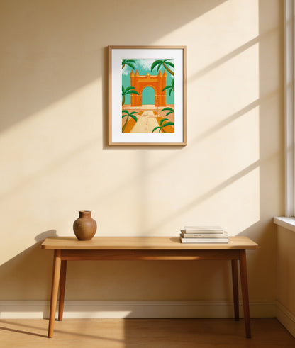 Arco de Triunfo - Barcelona - Colección de ilustraciones de arte Impresión Papel Postal A6 Póster A4 España Arco Monumental Paseo de Lluís Companys