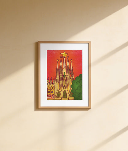 Arco de Triunfo - Barcelona - Colección de ilustraciones de arte Impresión Papel Postal A6 Póster A4 España Arco Monumental Paseo de Lluís Companys