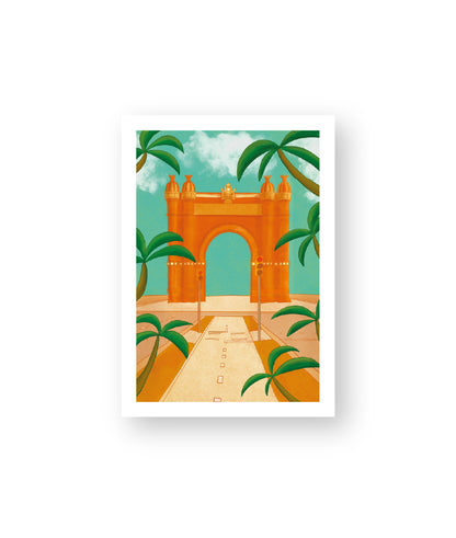 Arco de Triunfo - Barcelona - Colección de ilustraciones de arte Impresión Papel Postal A6 Póster A4 España Arco Monumental Paseo de Lluís Companys
