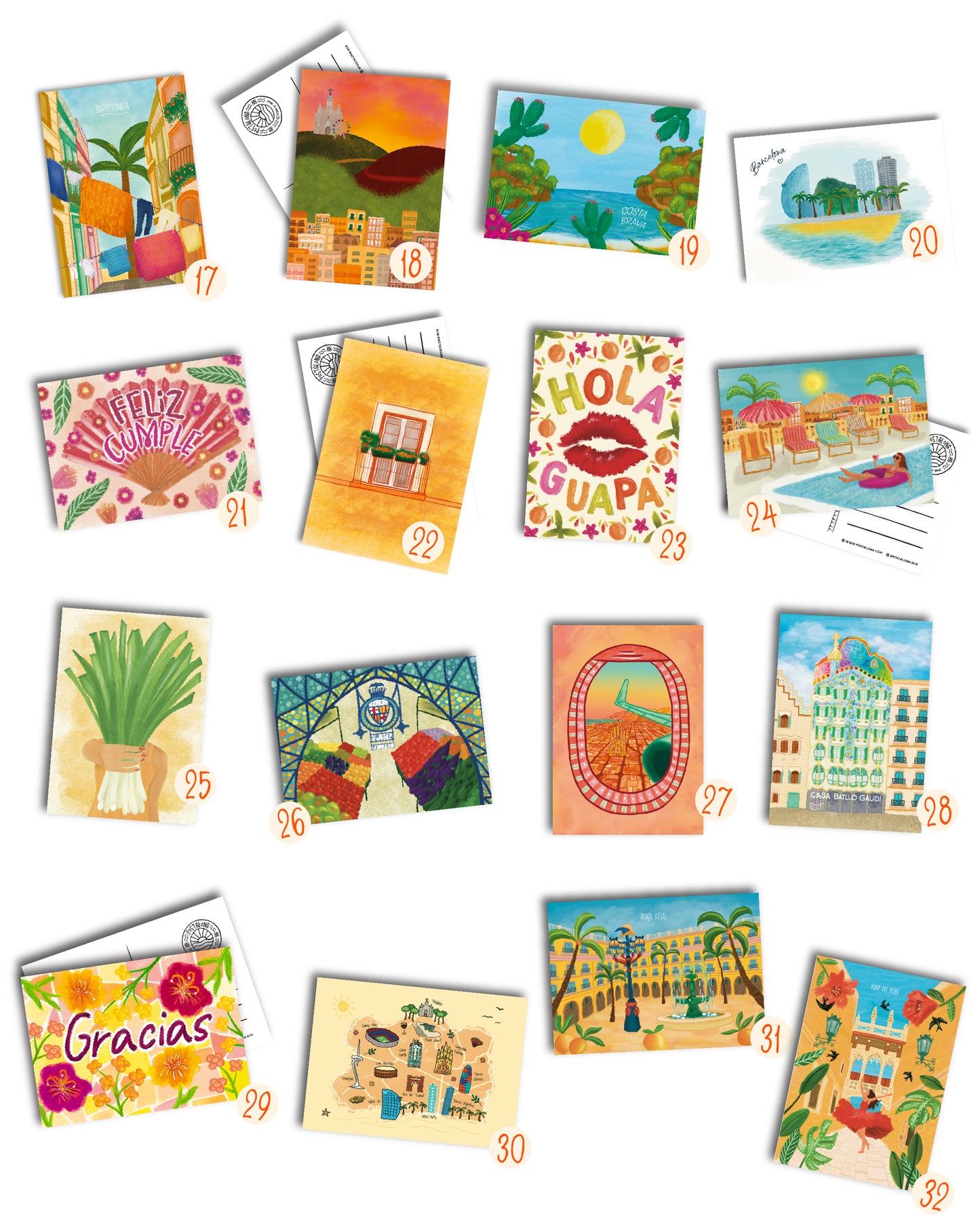 Set of 10 Barcelona postcards - Pick your favorites!